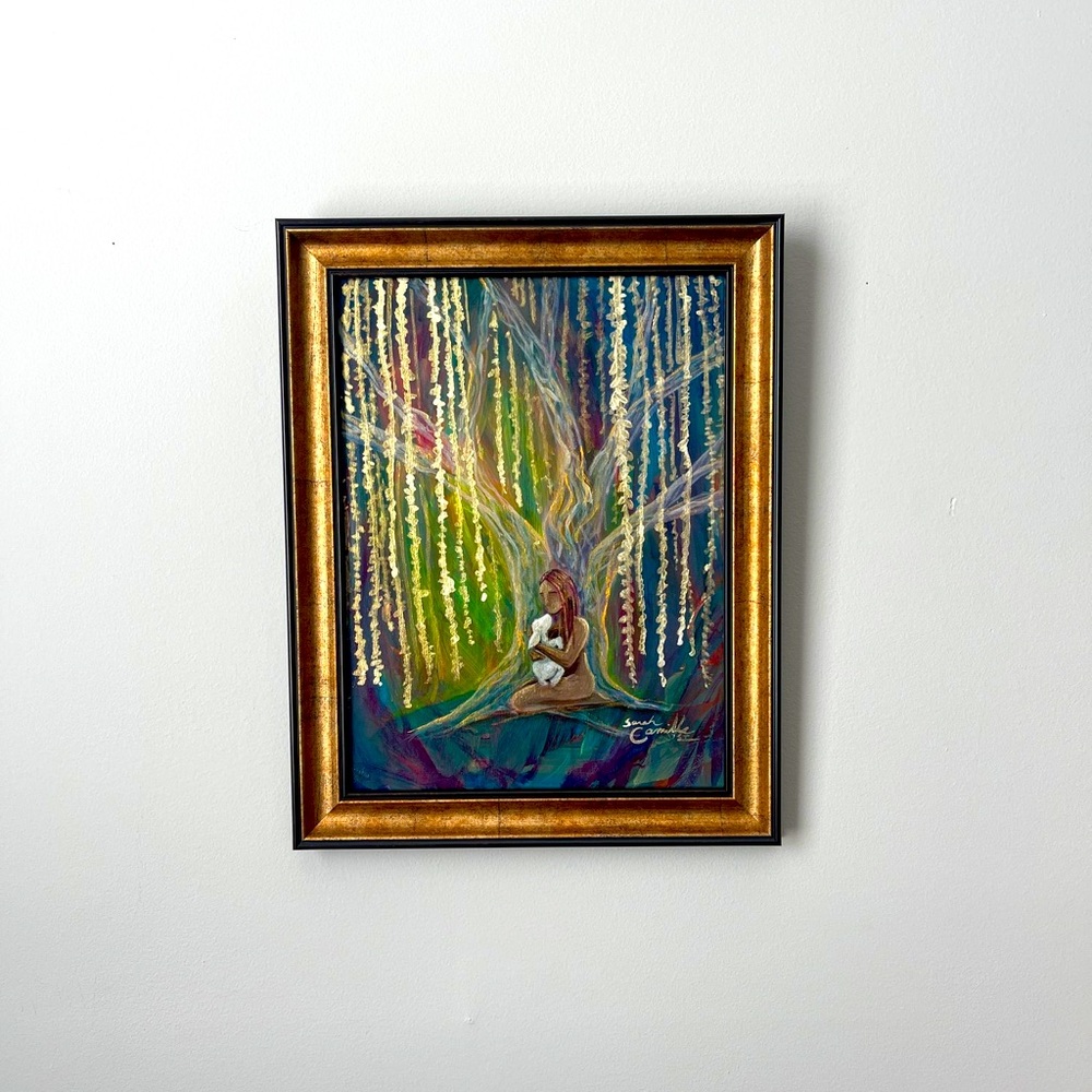 The Lamb original painting framed acrylic on canvas by Camille Soltani Icely